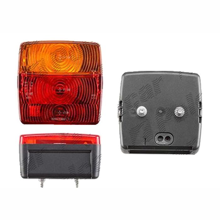 Stop lampa spate remorca 12/24V, fara lampa numar, cu semnalizare, pozitie si stop frana, 107x99x54mm, distanta intre suruburile de fixare 45 mm, stanga=dreapta, 1 buc.