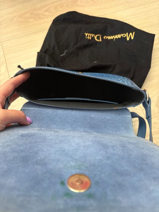 Geanta albastra piele, Massimo Dutti