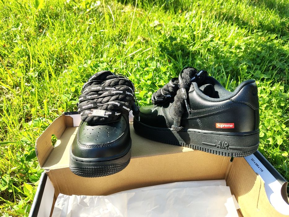 Nike Air Force 1 Low x Supreme Black Custom Rope Laces - Mărimea 38