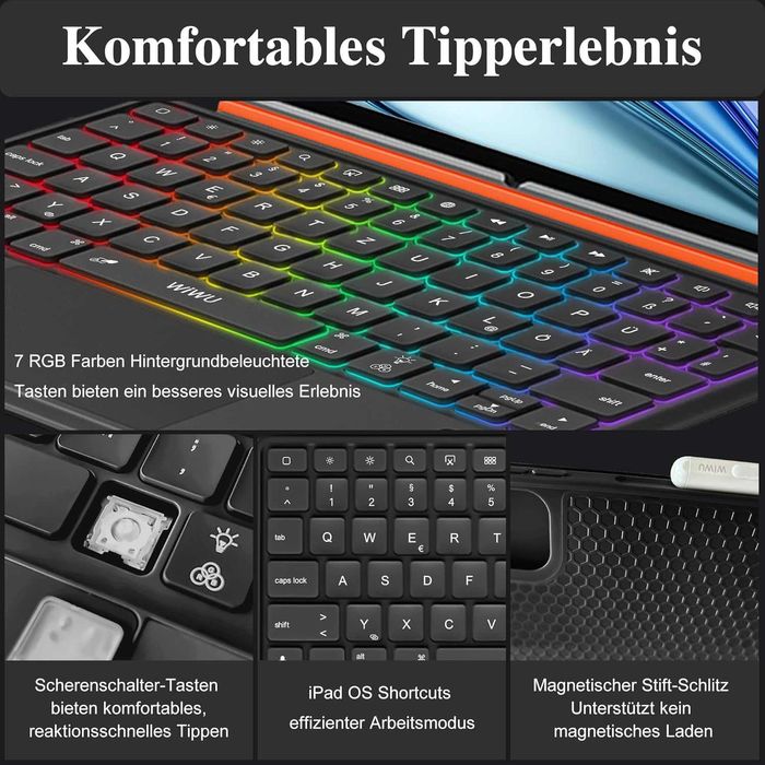 Husa Tastatura pentru iPad Air 10.9 iPad 11/10/Air 5/4/11 inch M2/M3)