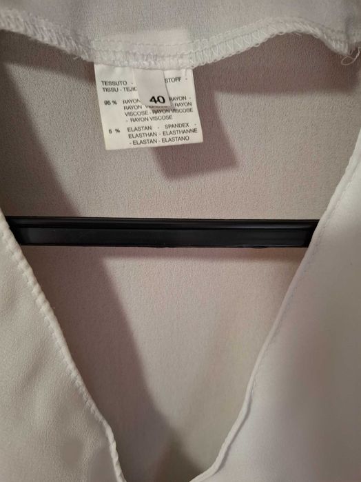 Bluză albă elegantă din vâscoză, de vară, cu mâneci clopot, marimea S-M