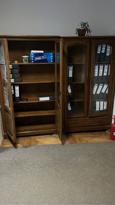 Bufet biblioteca lemn masiv cu vitrina