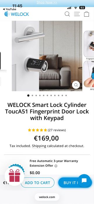 Butuc smart  cu touch WELOCK Smart Lock Cylinder T
