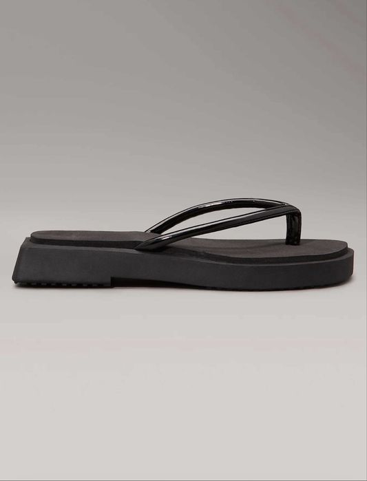 Дамски джапанки Calvin Klein SQ LOW WEDGE SANDAL STITCH