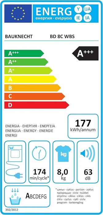 Нова инверторна сушилня с термопомпа Bauknecht BD 8C WBS / 8 кг Precision Dry - Интелигентно сушене