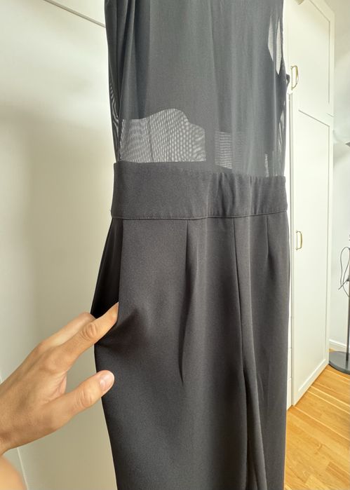 Salopetă eleganta wide leg cu insertii mesh, H&M Studio - XS/S