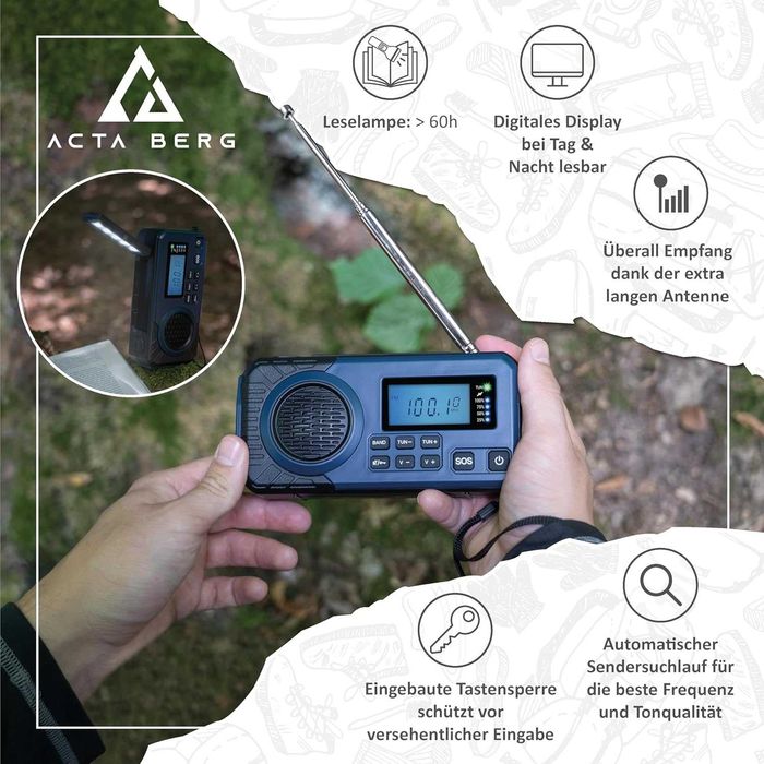 Аварийно радио със соларно и манивела захранване