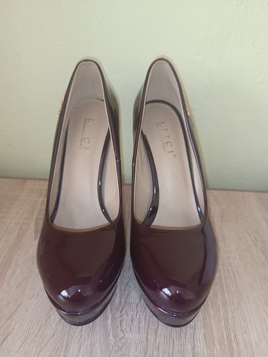 Дамски обувки на висок ток Liici (бордо, 38), С КОМЕНТАР на ЦЕНАТА!