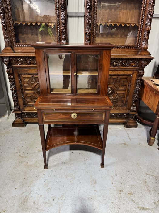 Birou stil Louis XVI cu vitrina, din lemn masiv - piesa eleganta