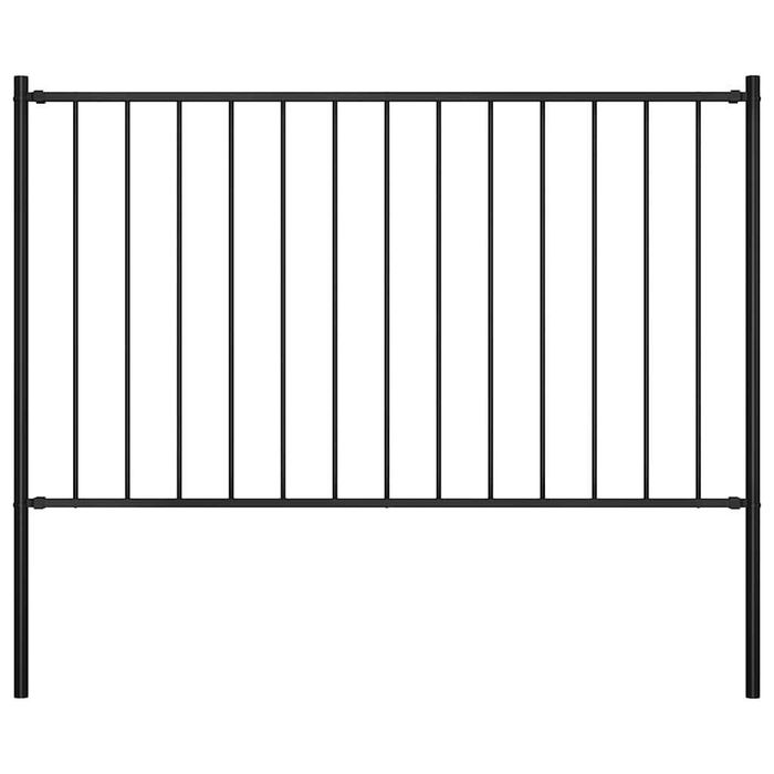 Panou de gard cu stâlpi de oțel, negru 1,7x1 m
