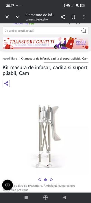 Cădiță cu masa de înfășat