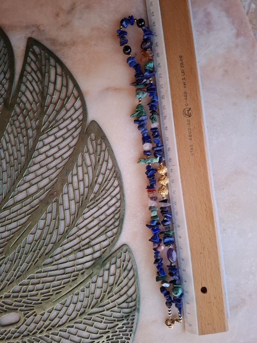 Colier lapis lazuli antik statement cu lungimea de 60 cm
