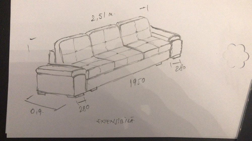 Canapea extensibila 2,5 m, 3 persoane