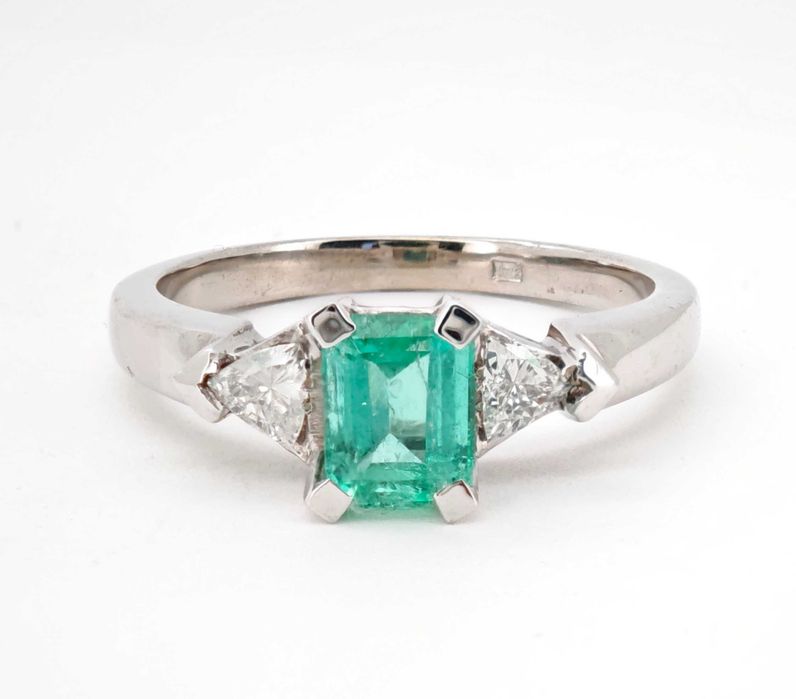 Inel smarald si diamante naturale 1.1ct certificat GSL