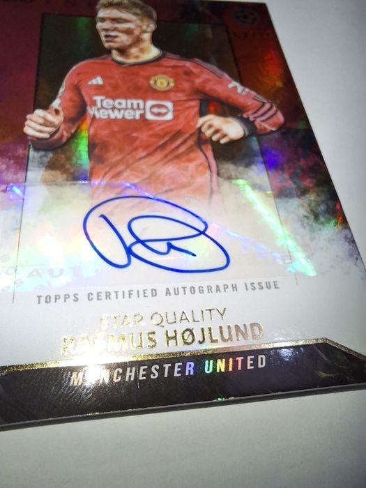 Rasmus Højlund 23 24 topps inception autograf pink star quality