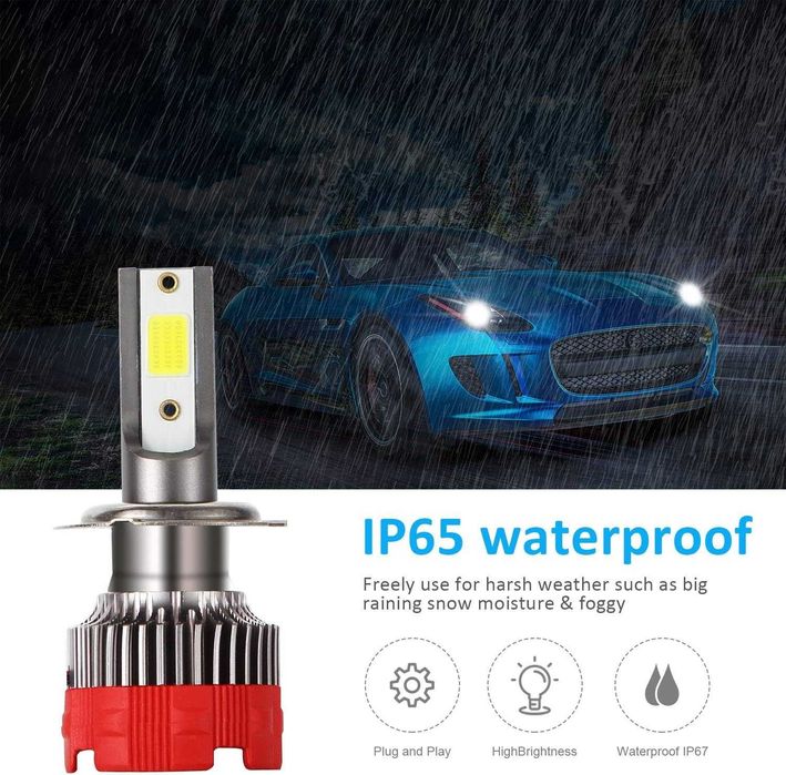 H7 LED крушки за фарове 6000K HI Beam 55W 8000 лумена