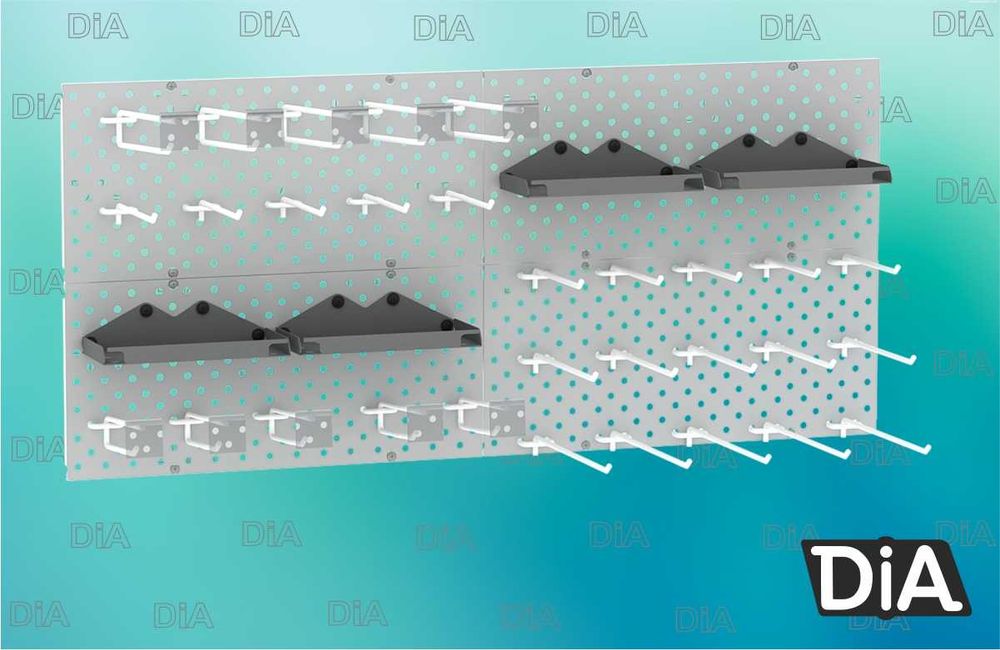 Teshilgan panel, перфопанель, do'konda ilgaklar uchun panel