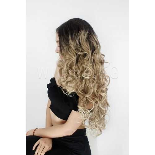 Дълга къдрава кестенява лейс фронт перука Скарлет