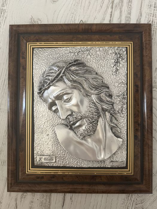 Tablou basorelief mare Iisus Hristos - Argint 925, Made in Italy (35x40 cm)
