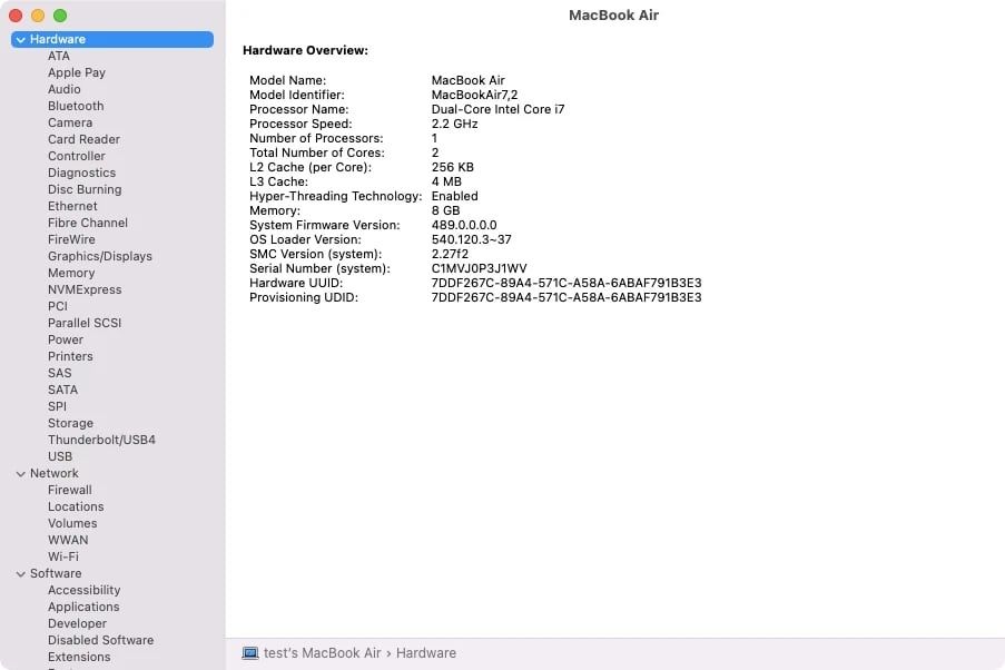 MacBook Air 13" (2017) - 138 Цикъла батерия - Silver – i7/8GB/512GB