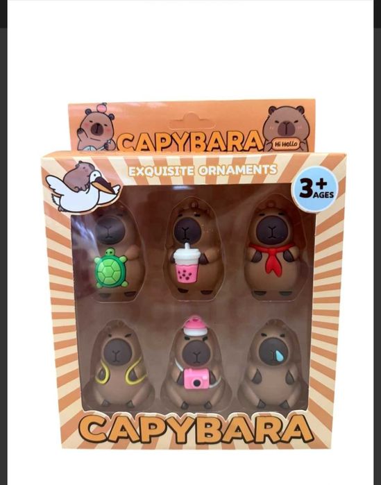 Комплект 6 броя фигурки Капибара Голям комплект за игра