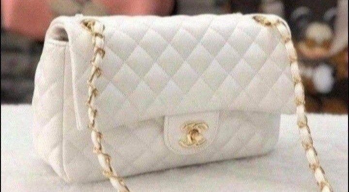 Set Chanel Jumbo, geanta +portofel, alb imaculat, saculet, etichetă