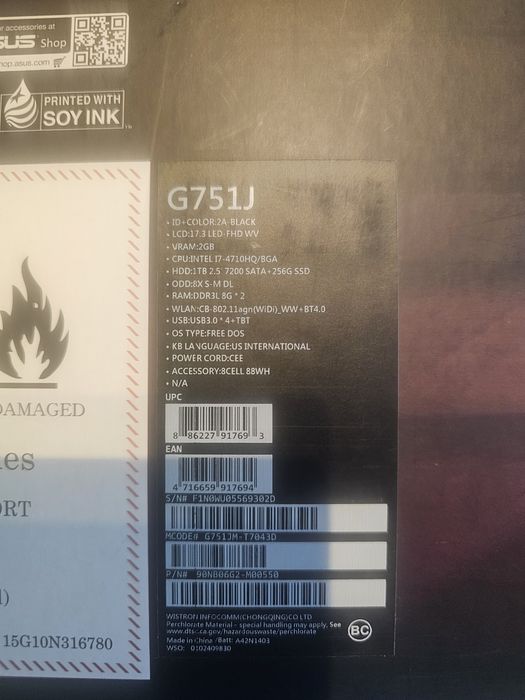 Vând Laptop Gaming Asus G751j.