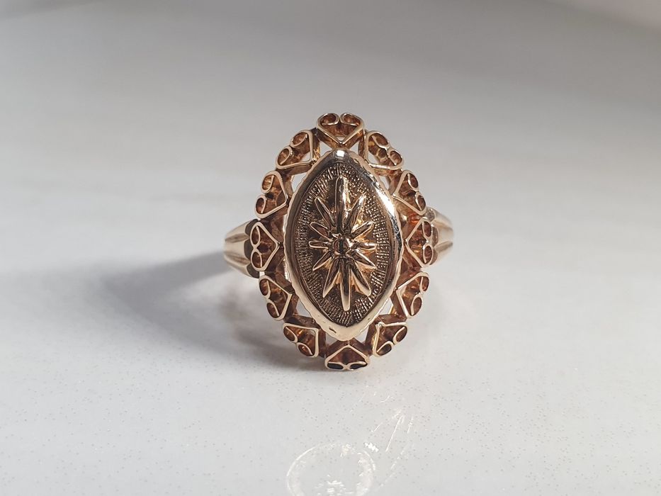 Inel vintage din aur de 14K lucrat manual cu filigran – mărimea 55 – 4,83 g
