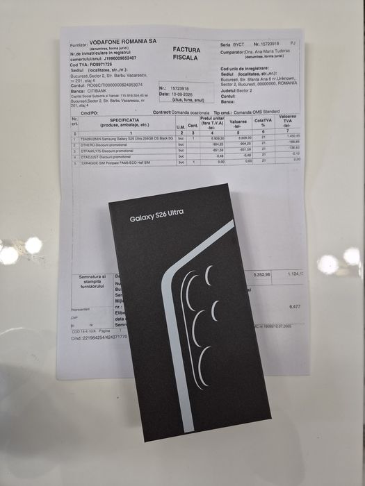 Samsung s26 Ultra 5G Black 256Gb NOU Sigilat Factura 2 ANI GARANTIE
