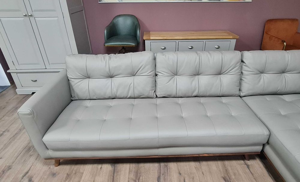 ПРОМОЦИЯ! Сив кожен ъглов диван Dwell Albi