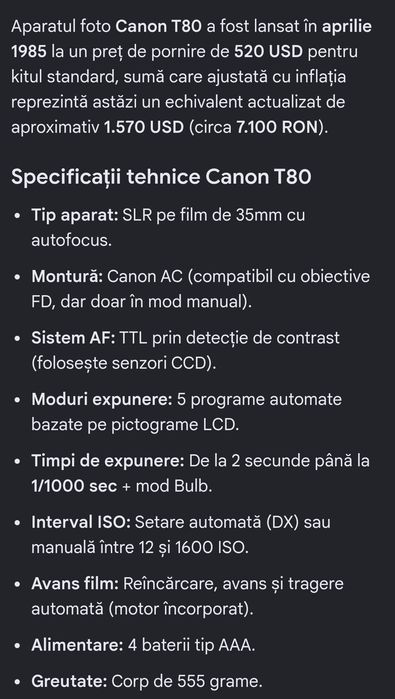 Aparat foto Canon T 80