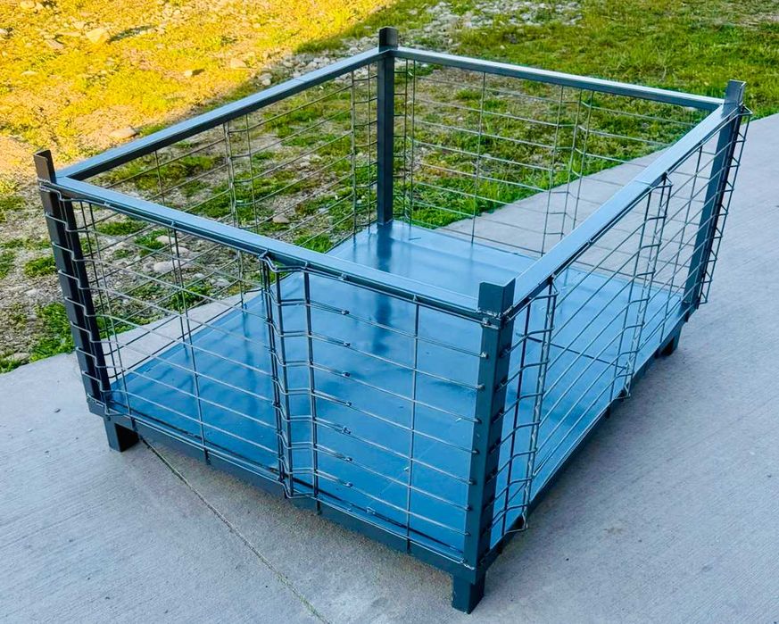 Boxpalet metalic stivuibil (cușetă/cutie depozitare) 1250x990x600 mm – rezistentă | PREȚ PROMO la set 5 buc!