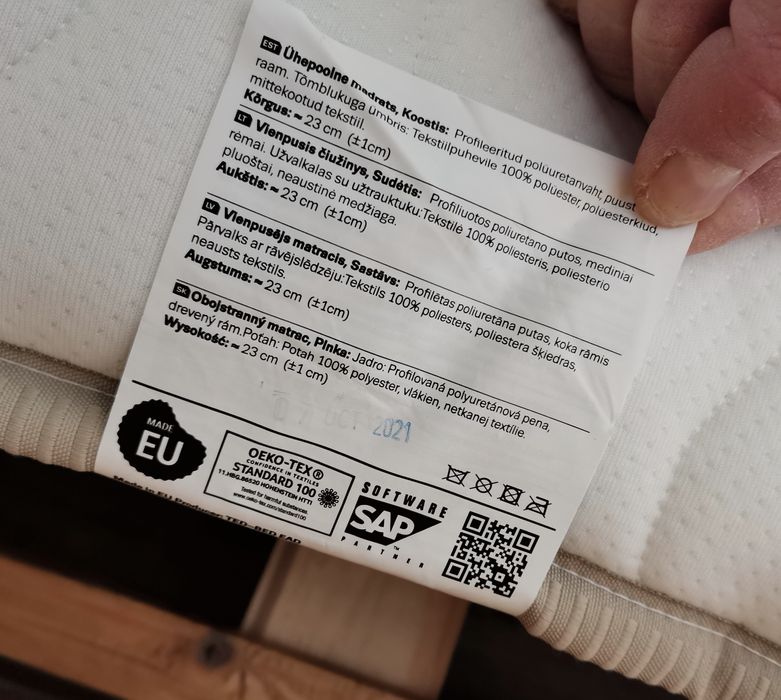 Легло приста (масив) с еднолицев матрак TED