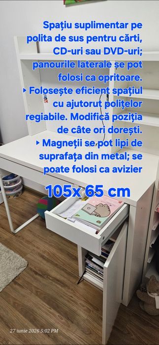 Birou Alb 105 x 50 cm