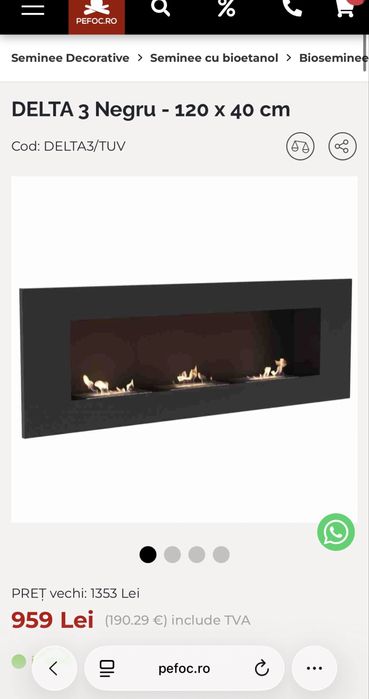 Semineu flacara bioetanol 120 x 40 incastrabil
