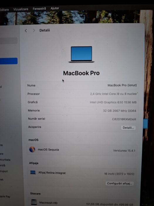 Macbook 2019 i9 impecabil