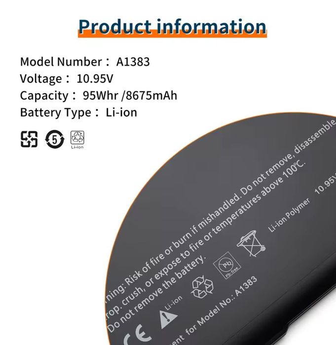 Acumulator baterie Macbook a1383 a1297  mc725ll md311ll pro17  pro 15