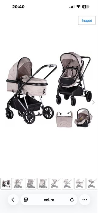 Vand carucior 3 in 1 Aura Chipolino- Tiramisu NOU, nefolosit