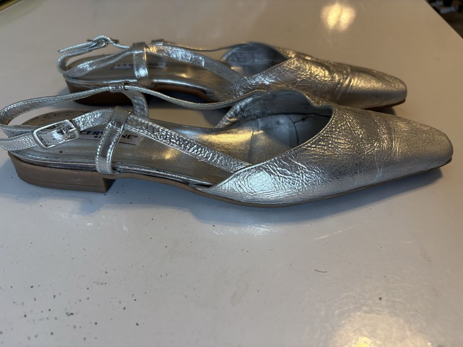 Balerini eleganți argintii Cervone Roma, piele naturală, mărimea 39