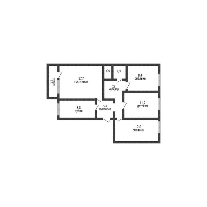4 комнатная квартира, Кривой