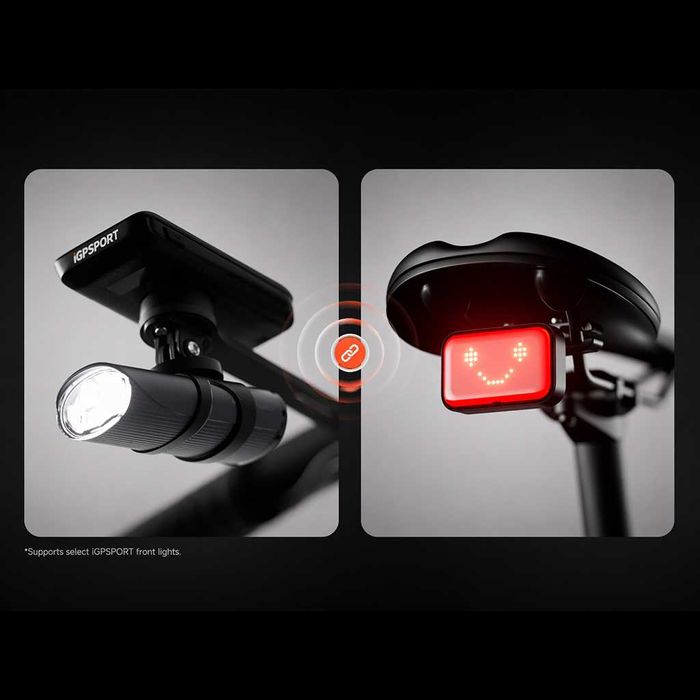 Задна SMART EMOJI LED стоп светлина за велосипед IGPSPORT ET6, USB-C, IPX7, Bluetooth