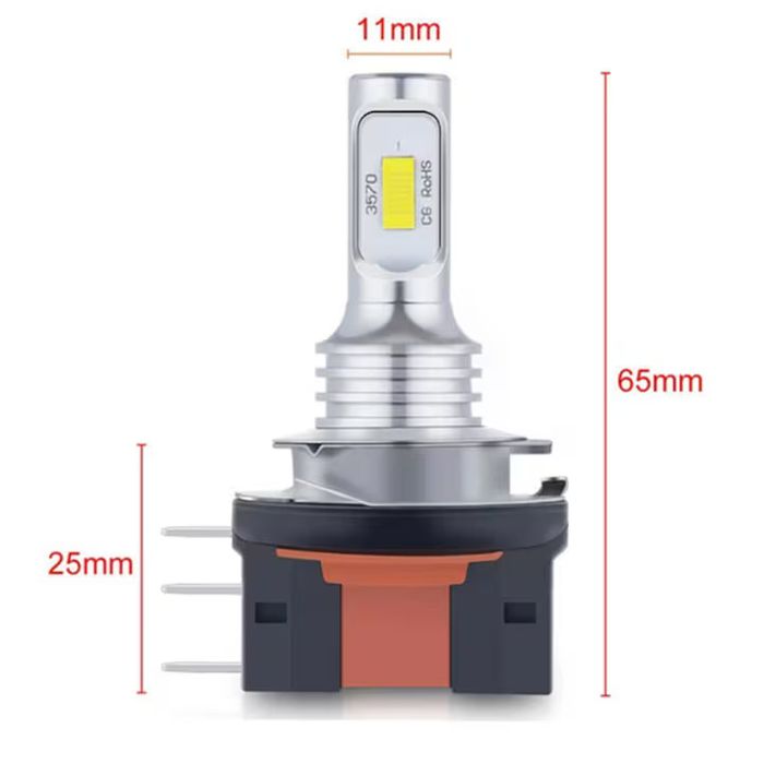 LED крушка за мъгла H15, бяла, 3570 2SMD чипове/ A3953
