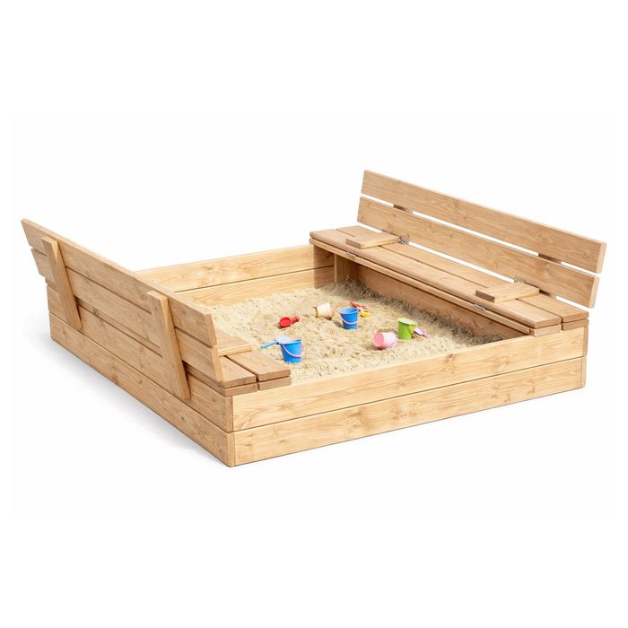Детски пясъчник 120x120 см с капак пейка