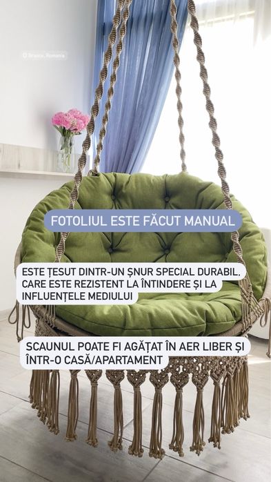 Fotoliu gradina/fotoliu suspendat/ balasoar/ leagan hamac macrame