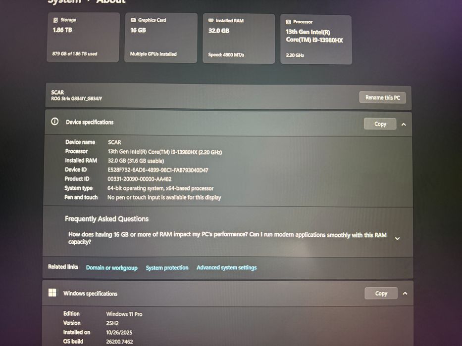 ASUS rog strix scar G823JY