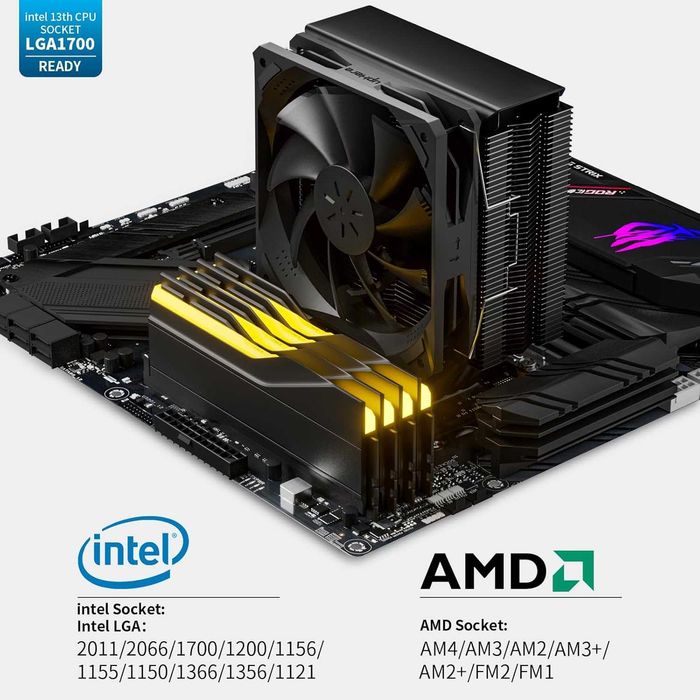 Охладител за процесор upHere P4K с 4 медни тръби и 120мм вентилатор