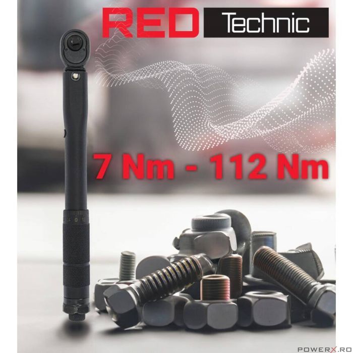 Cheie dinamometrica, 3/8", 369 mm, 7-112 nm, Red Technic