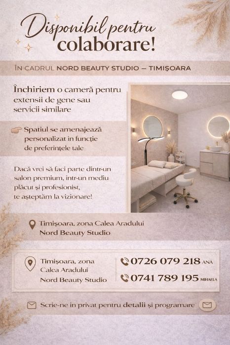 Spatiu de închiriat pentru domeniul beauty - camera/ posturi