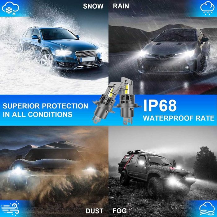 60W LED Мини Диодни крушки H4 12V - 6500K