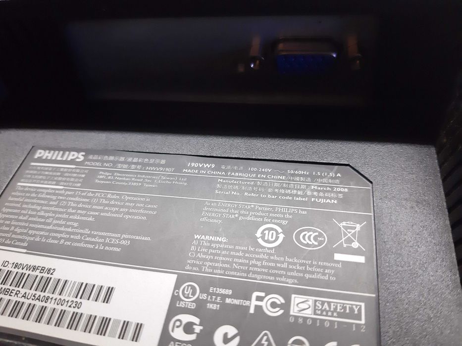 Monitor 19" Philips Model 190VW